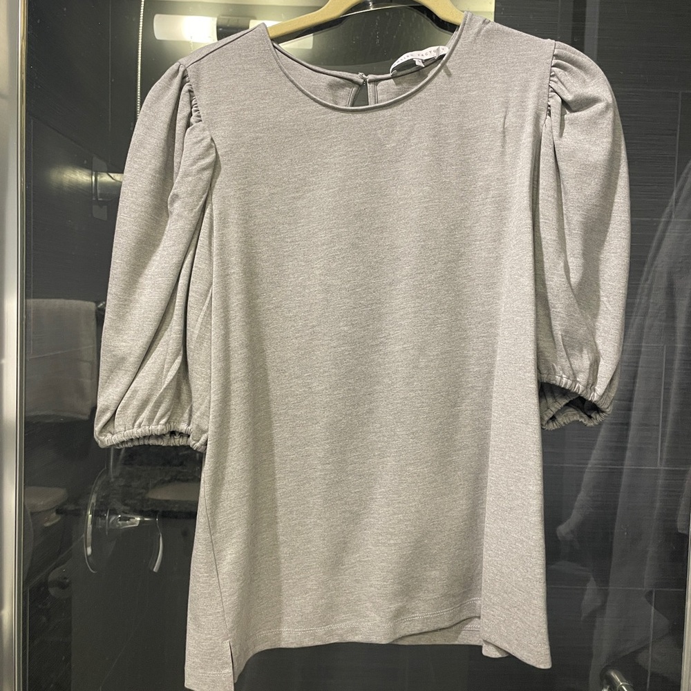 Grey English Factory puff sleeved blouse